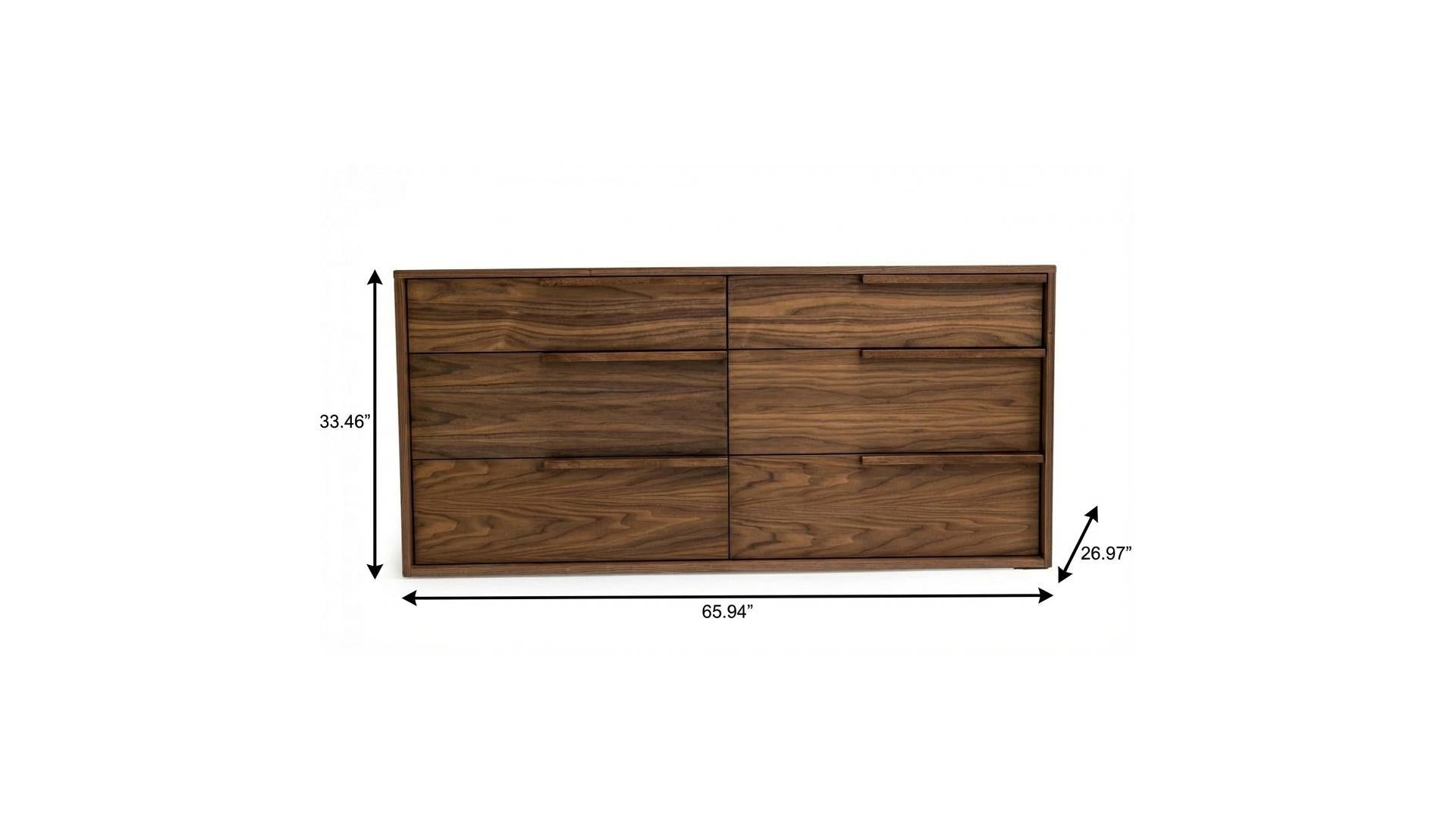 Walnut Manufactured Wood Six Drawer Double Dresser image 5