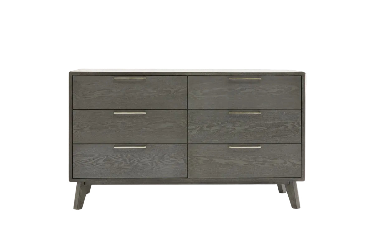 Grey Wash Solid Wood Six Drawer Double Dresser image 2