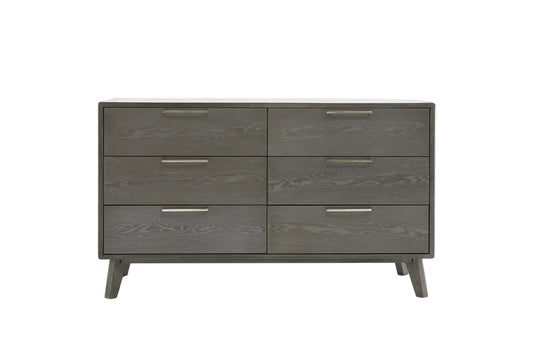 Grey Wash Solid Wood Six Drawer Double Dresser image 2