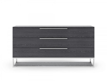 Dark Brown Solid Wood 6-Drawer Double Dresser