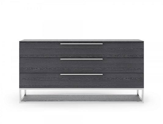 Dark Brown Solid Wood 6-Drawer Double Dresser