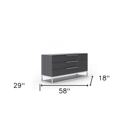 Dark Brown Solid Wood 6-Drawer Double Dresser