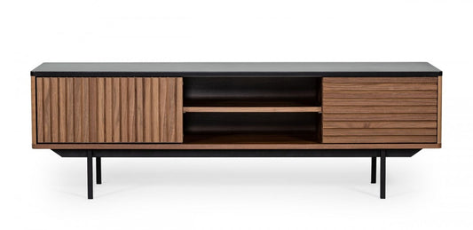 Walnut & Grey Wood Open & Media Console