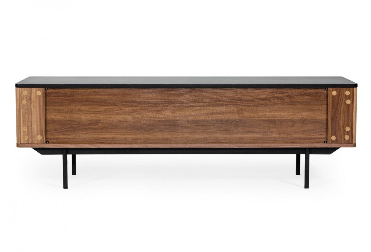 Walnut & Grey Wood Open & Media Console