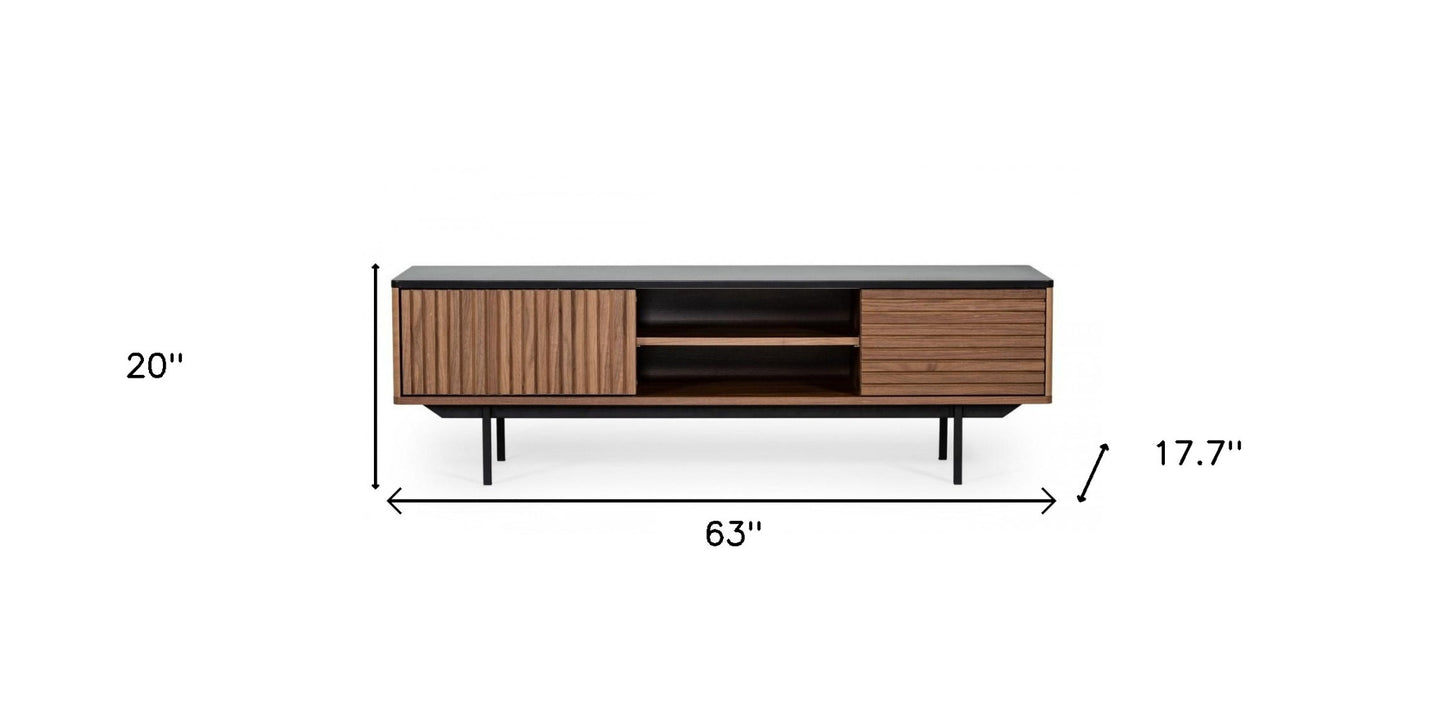 Walnut & Grey Wood Open & Media Console