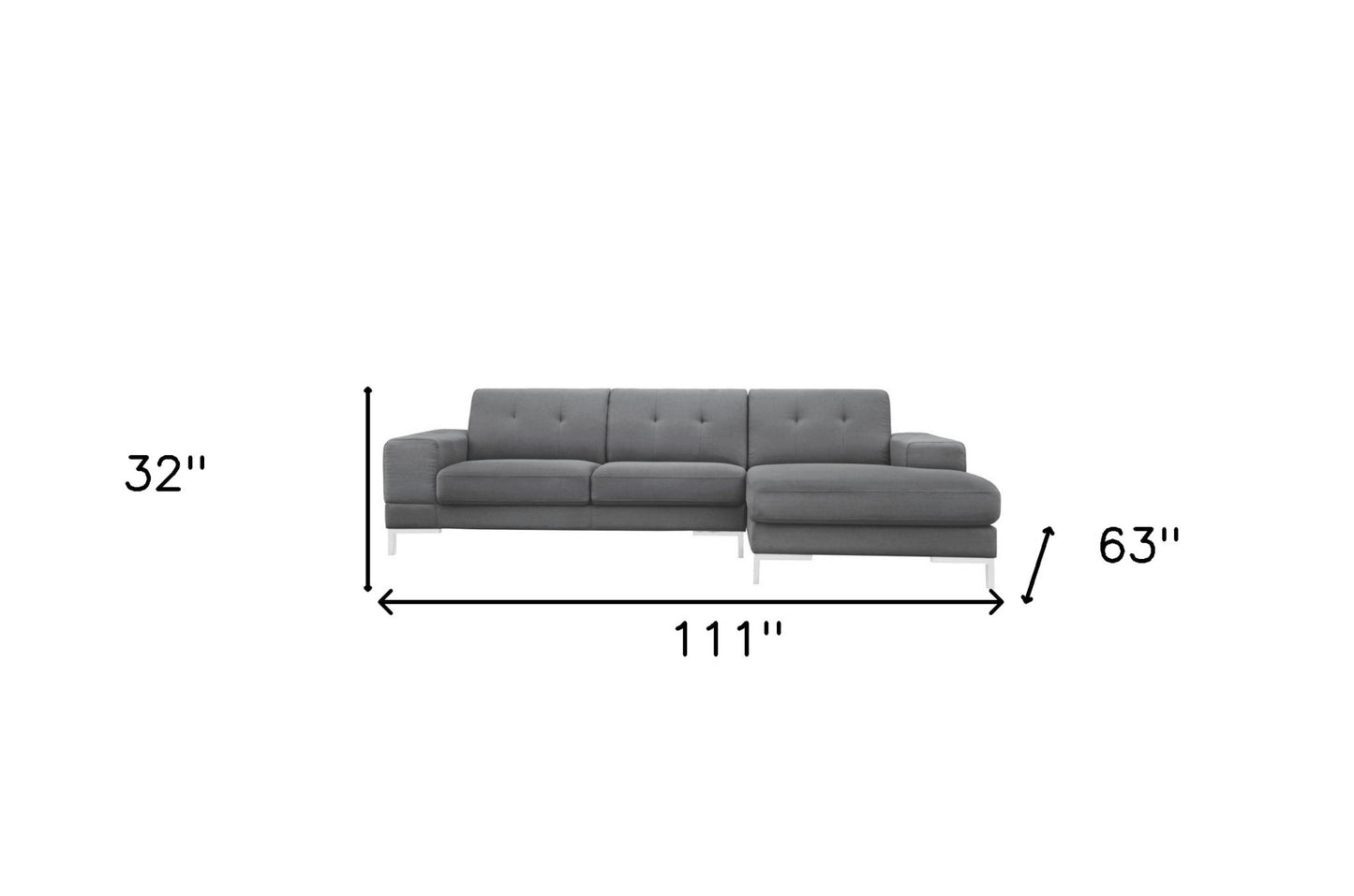 Dark Gray Polyester L Shaped 2 Piece Sofa & Chaise Sectional