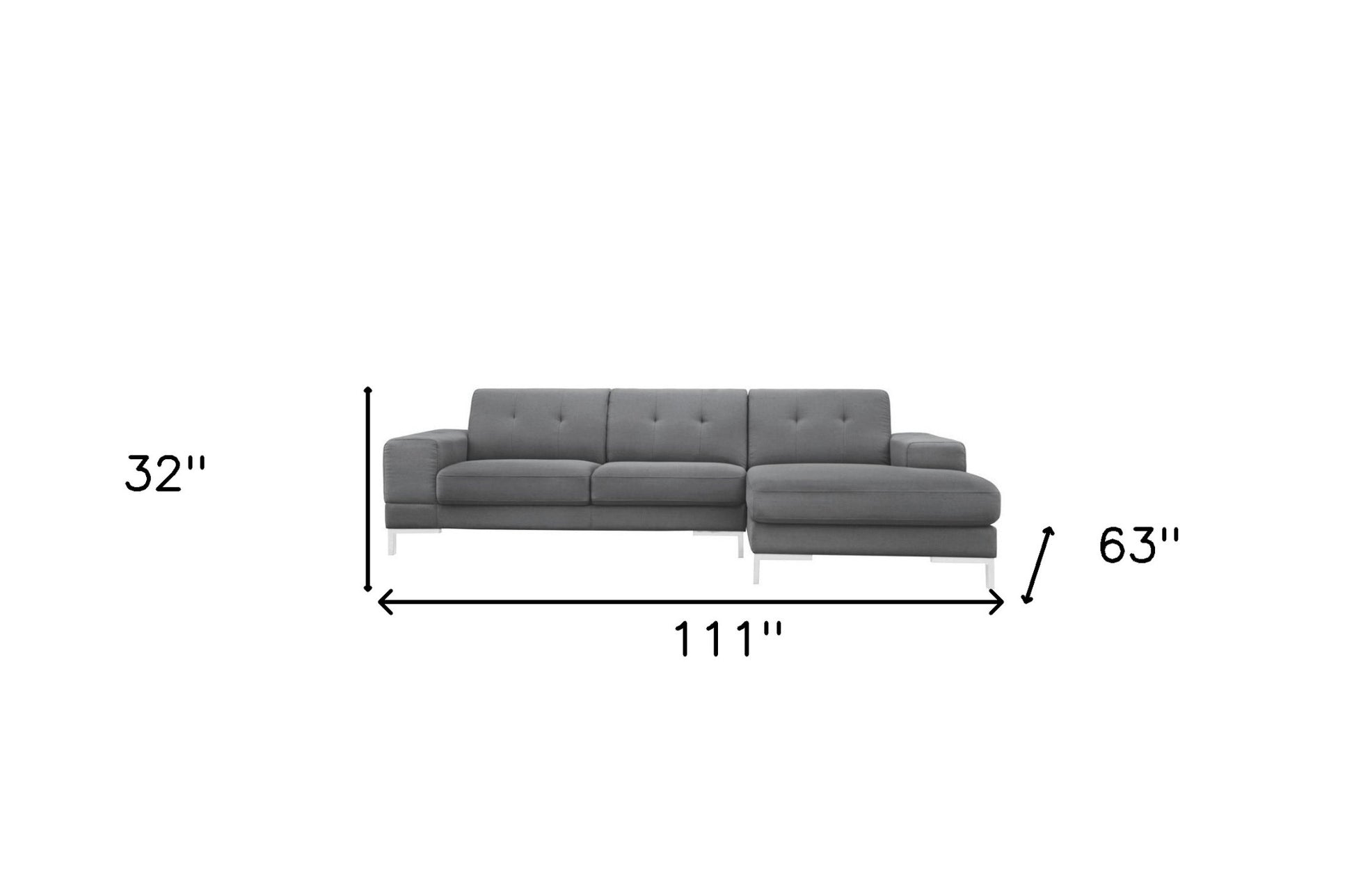 Dark Gray Polyester L Shaped 2 Piece Sofa & Chaise Sectional