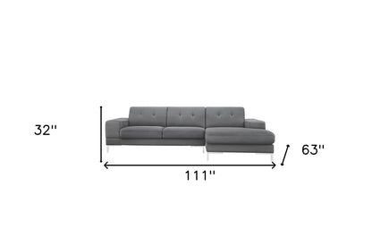 Dark Gray Polyester L Shaped 2 Piece Sofa & Chaise Sectional