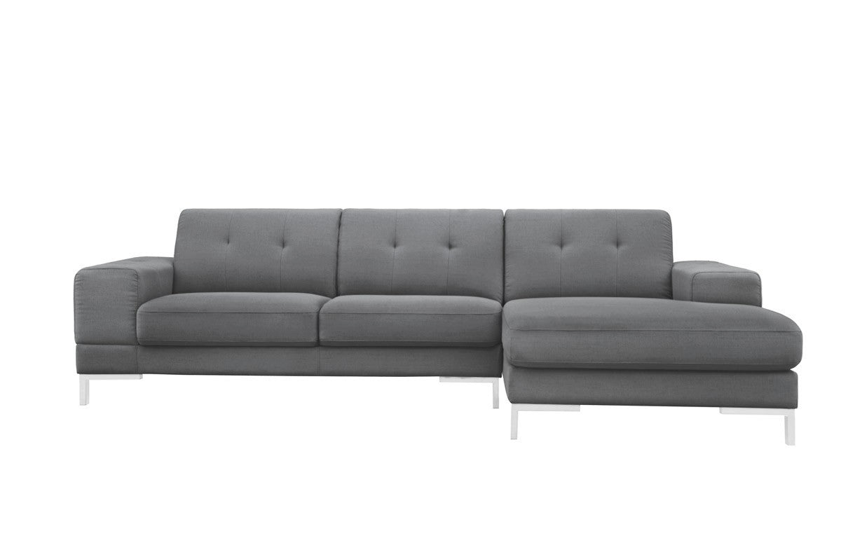 Dark Gray Polyester L Shaped 2 Piece Sofa & Chaise Sectional