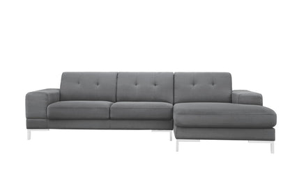 Dark Gray Polyester L Shaped 2 Piece Sofa & Chaise Sectional