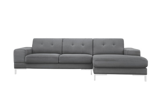 Dark Gray Polyester L Shaped 2 Piece Sofa & Chaise Sectional
