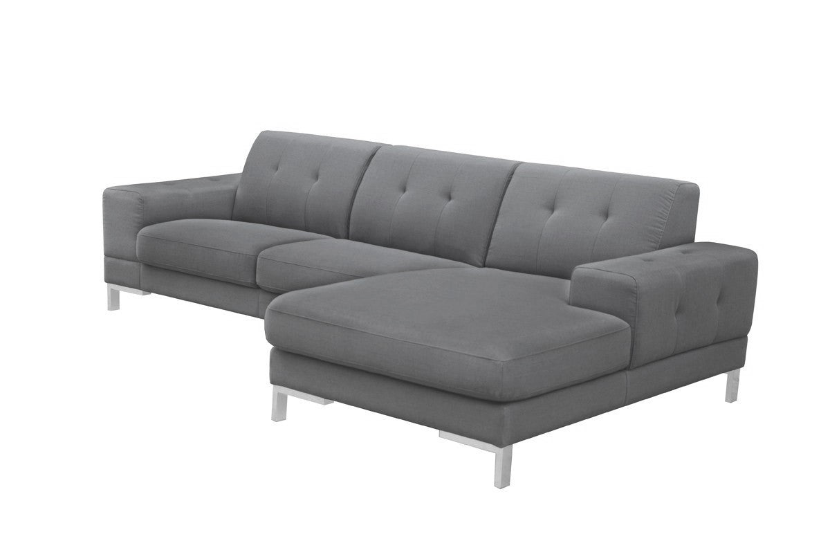 Dark Gray Polyester L Shaped 2 Piece Sofa & Chaise Sectional