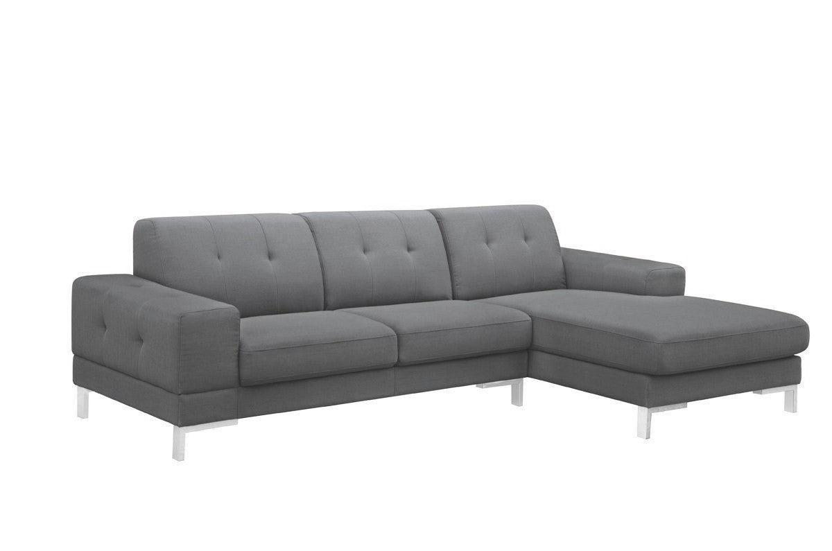 Dark Gray Polyester L Shaped 2 Piece Sofa & Chaise Sectional