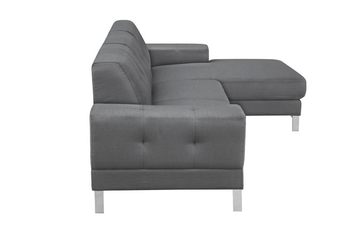 Dark Gray Polyester L Shaped 2 Piece Sofa & Chaise Sectional