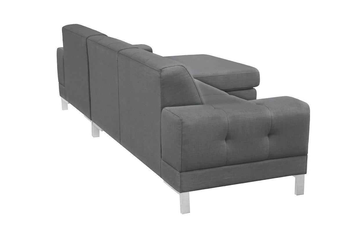 Dark Gray Polyester L Shaped 2 Piece Sofa & Chaise Sectional