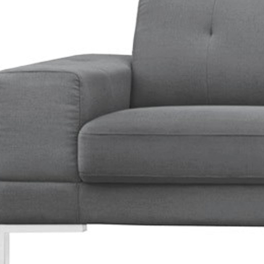 Dark Gray Polyester L Shaped 2 Piece Sofa & Chaise Sectional