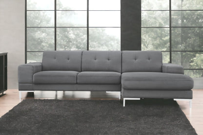 Dark Gray Polyester L Shaped 2 Piece Sofa & Chaise Sectional