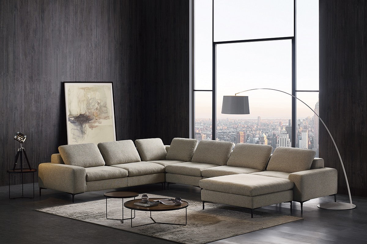 Designer Contemporary Tan Fabric U Shaped Sectional