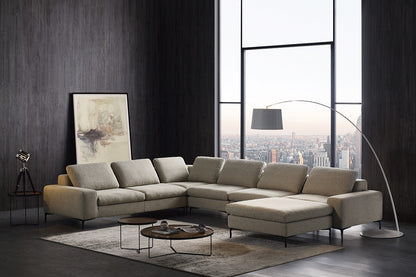 Designer Contemporary Tan Fabric U Shaped Sectional