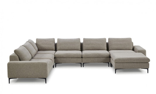 Designer Contemporary Tan Fabric U Shaped Sectional