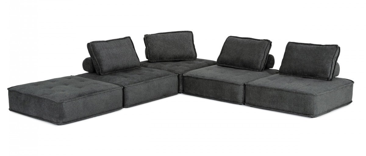 Modern Charcoal Gray Floor Pillow Modular Sectional