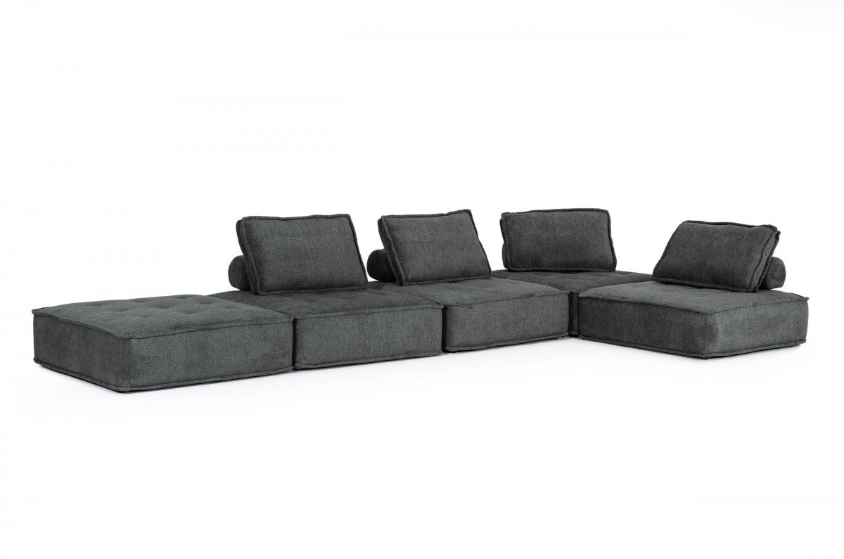 Modern Charcoal Gray Floor Pillow Modular Sectional