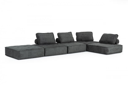 Modern Charcoal Gray Floor Pillow Modular Sectional