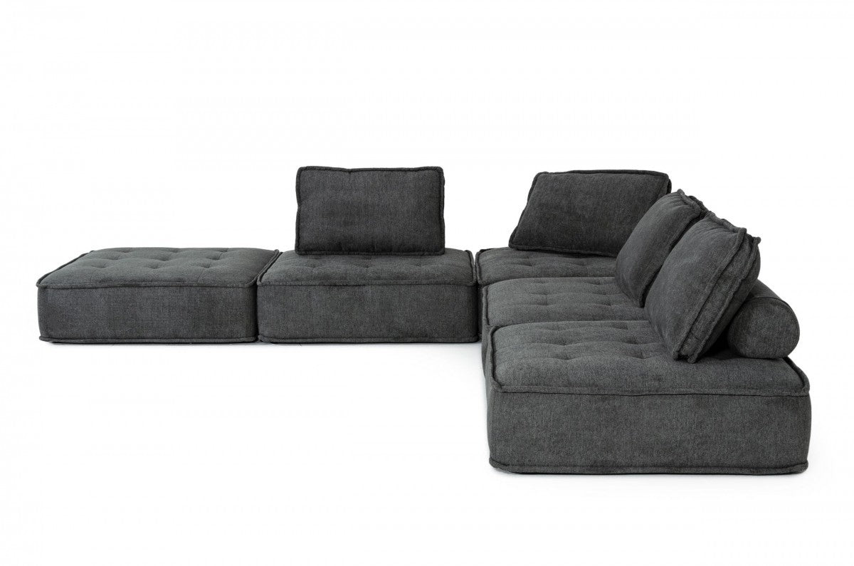 Modern Charcoal Gray Floor Pillow Modular Sectional