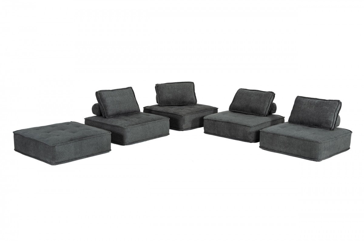 Modern Charcoal Gray Floor Pillow Modular Sectional