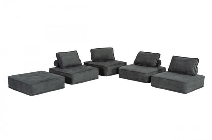 Modern Charcoal Gray Floor Pillow Modular Sectional