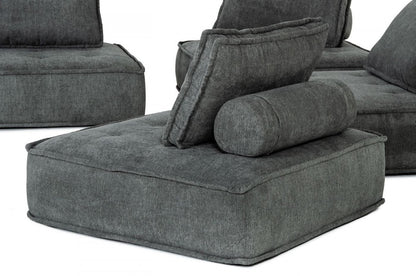 Modern Charcoal Gray Floor Pillow Modular Sectional