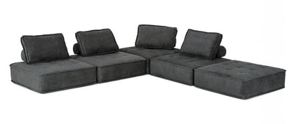 Modern Charcoal Gray Floor Pillow Modular Sectional