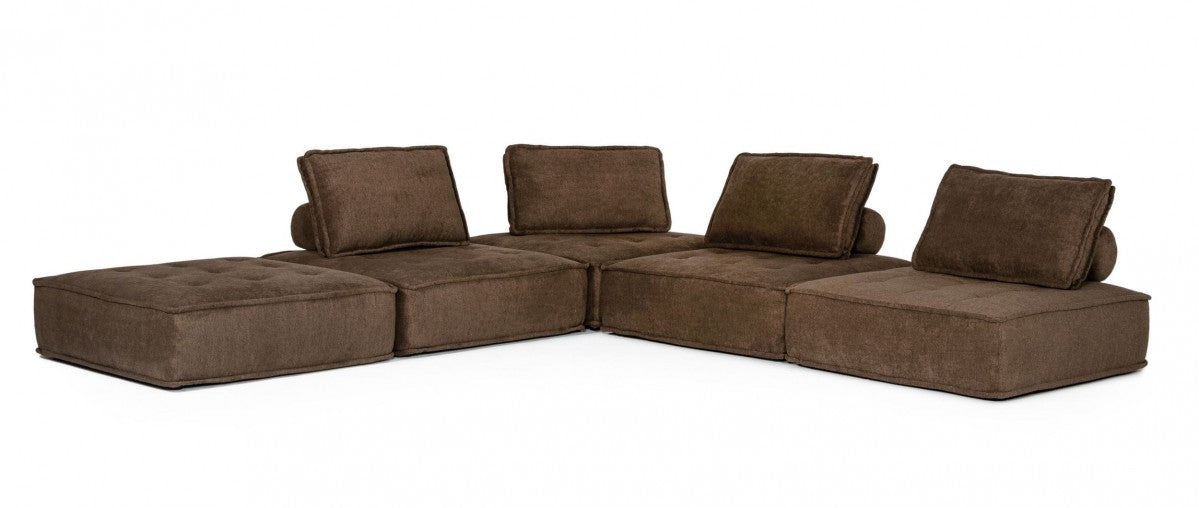 Modern Chocolate Brown Floor Pillow Modular Sectional