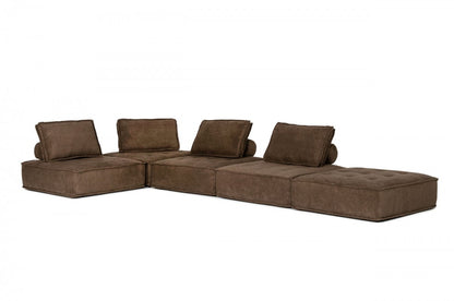 Modern Chocolate Brown Floor Pillow Modular Sectional