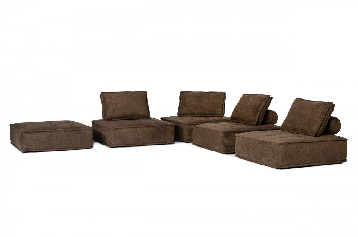 Modern Chocolate Brown Floor Pillow Modular Sectional