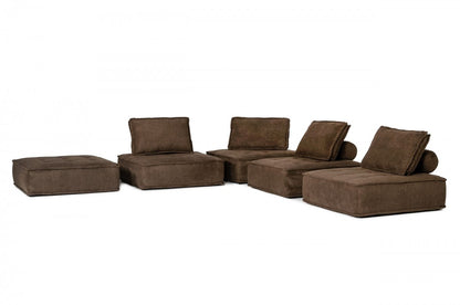 Modern Chocolate Brown Floor Pillow Modular Sectional