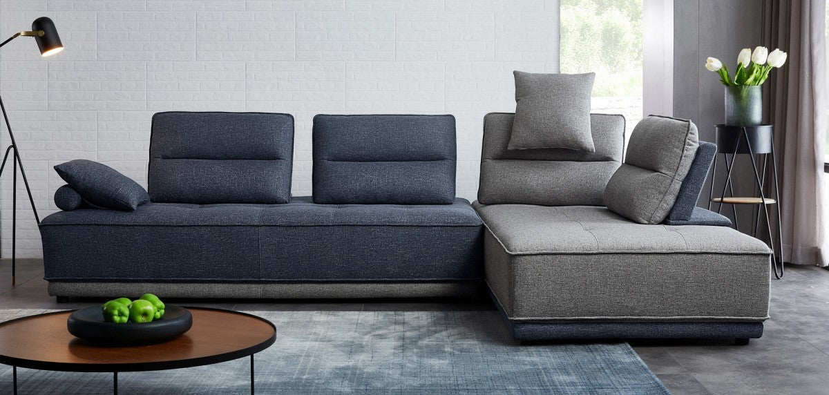 Blue and Gray Ultimate Lounger Modular Sectional
