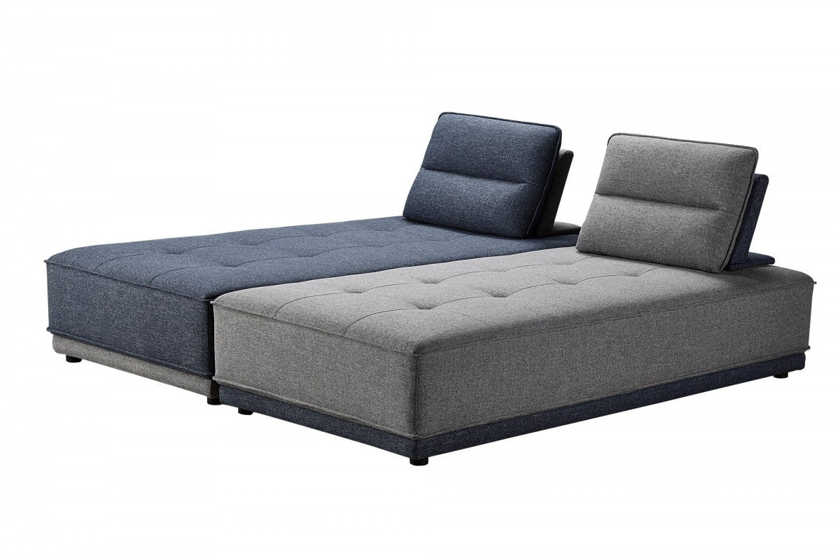 Blue and Gray Ultimate Lounger Modular Sectional