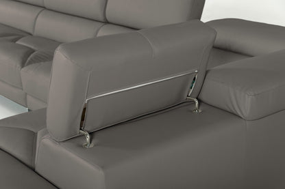 Gray Leather L Shaped 2 Piece Sectional