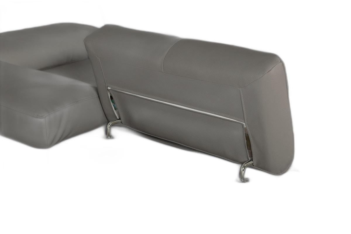 Gray Leather L Shaped 2 Piece Sectional