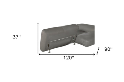 Gray Leather L Shaped 2 Piece Sectional