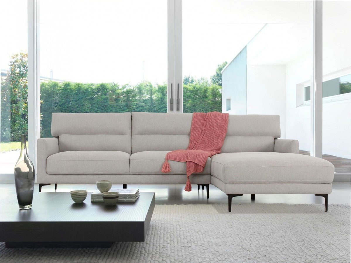 Contemporary Dove Gray Squared Edge Right Facing Sectional