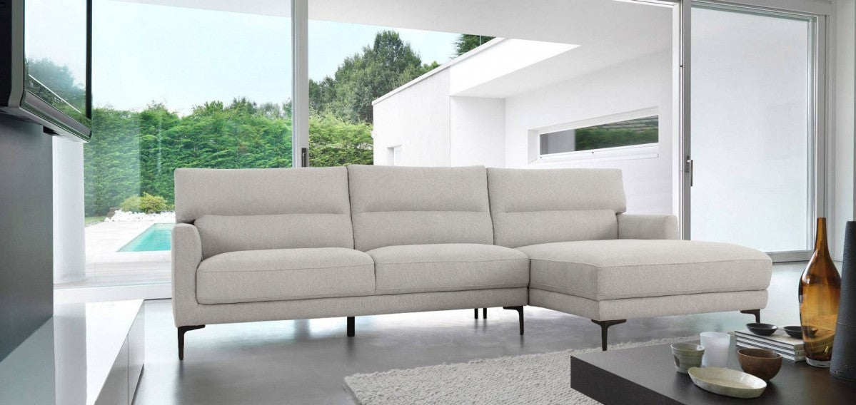 Contemporary Dove Gray Squared Edge Right Facing Sectional