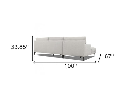 Contemporary Dove Gray Squared Edge Left Facing Sectional