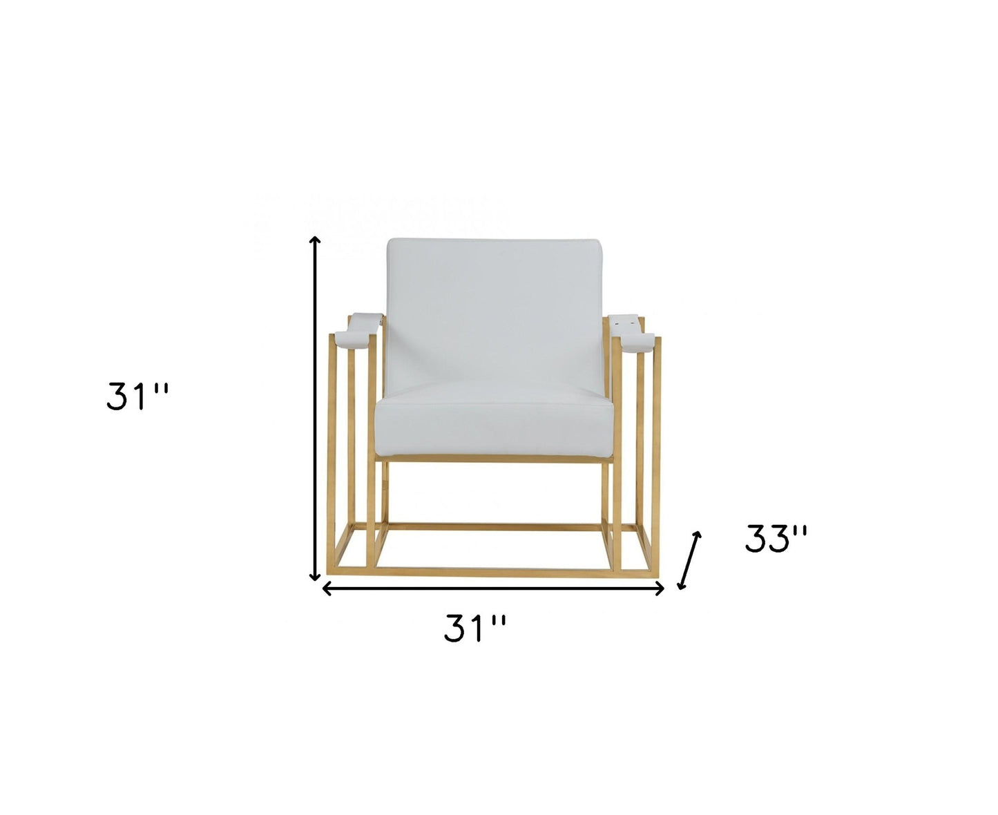 White & Gold Faux Leather Lounge Chair