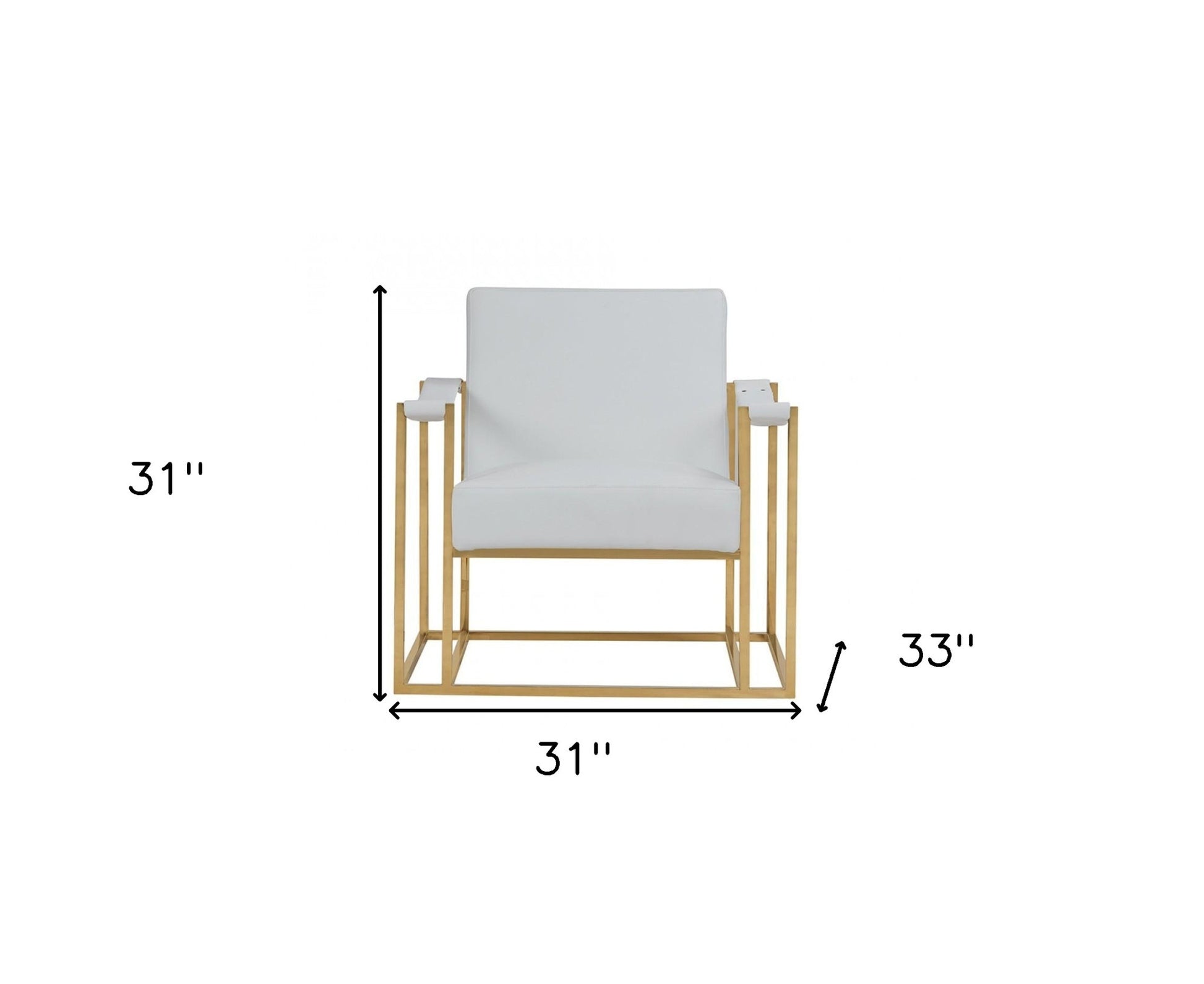 White & Gold Faux Leather Lounge Chair