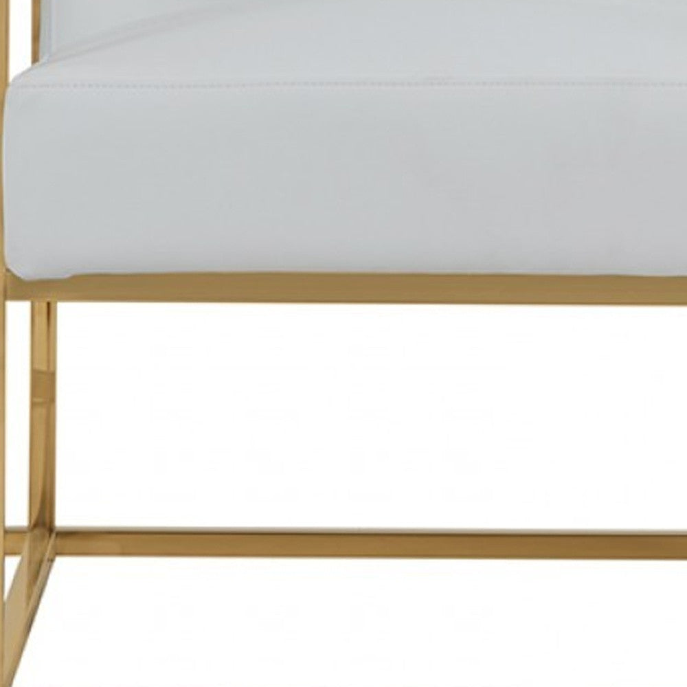 White & Gold Faux Leather Lounge Chair