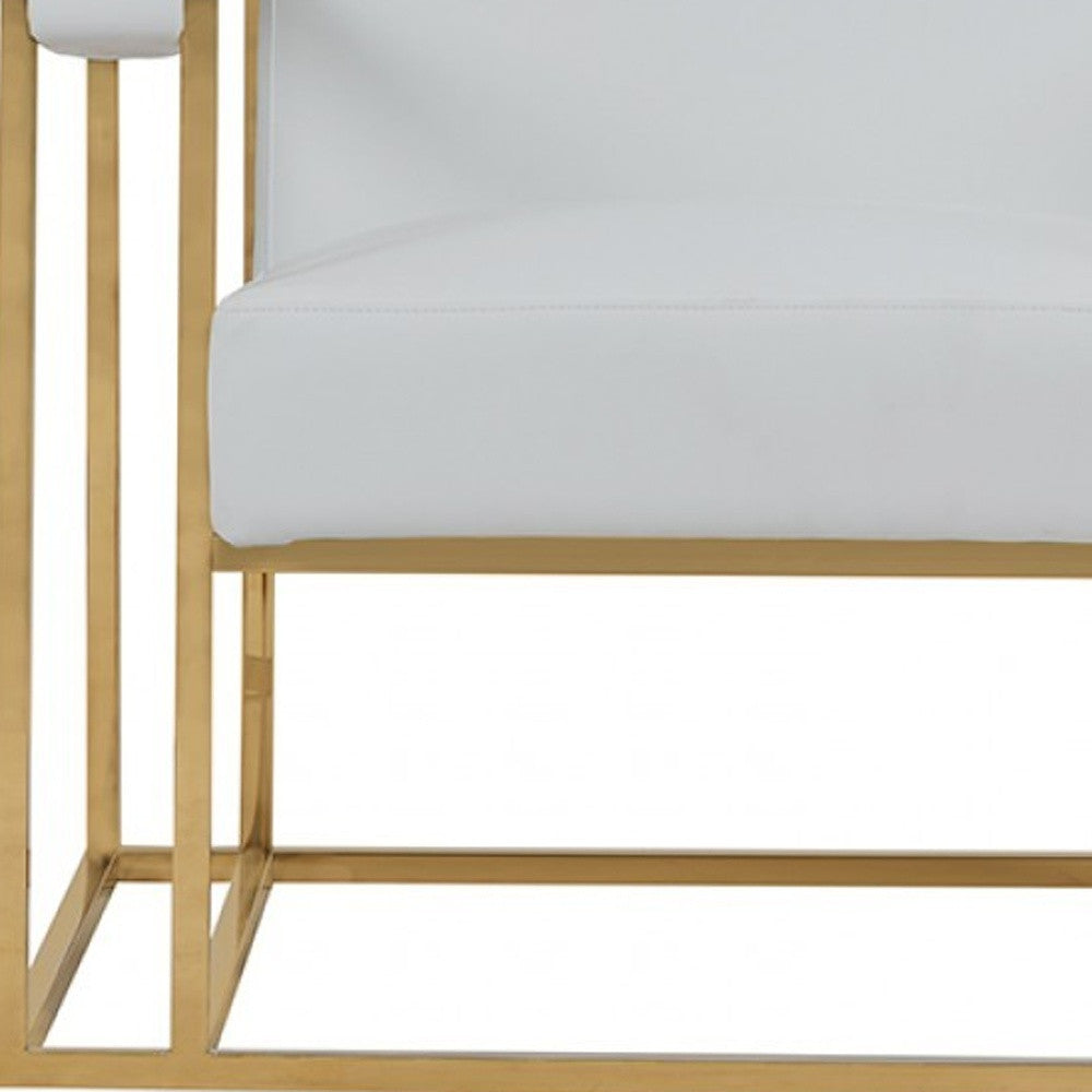 White & Gold Faux Leather Lounge Chair