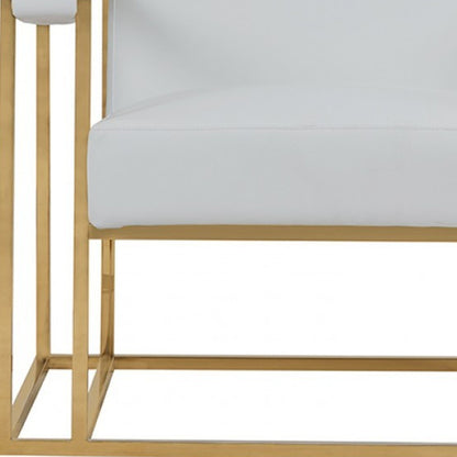 White & Gold Faux Leather Lounge Chair