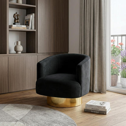 Black & Gold Velvet Barrel Chair